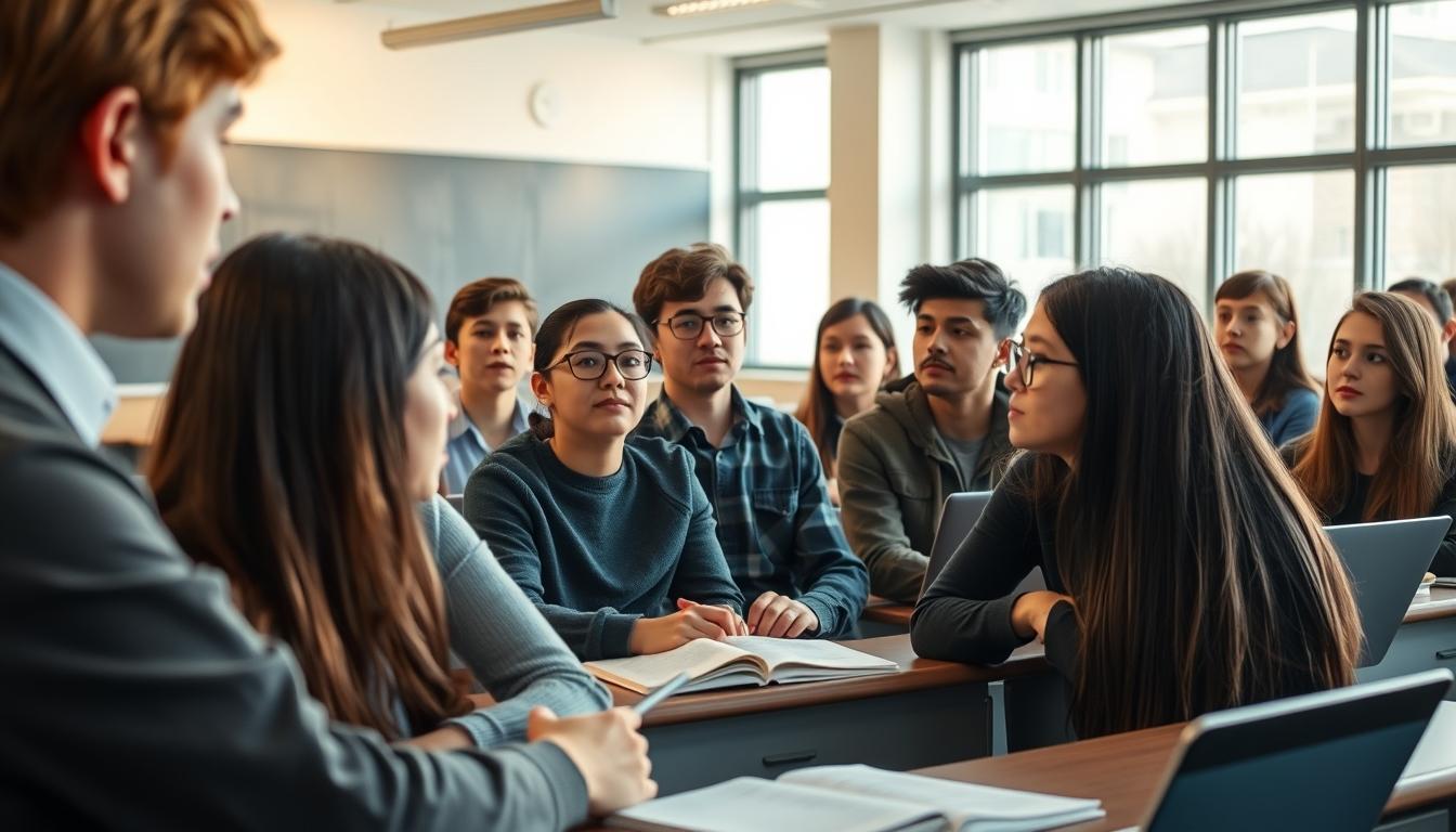 Student using a study guide to organize academic notes