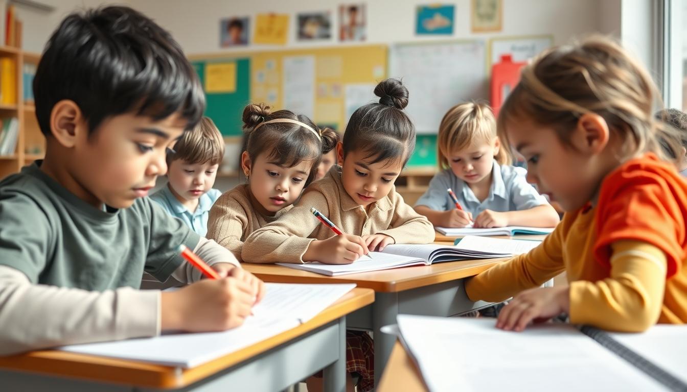 Student using learning strategies while studying